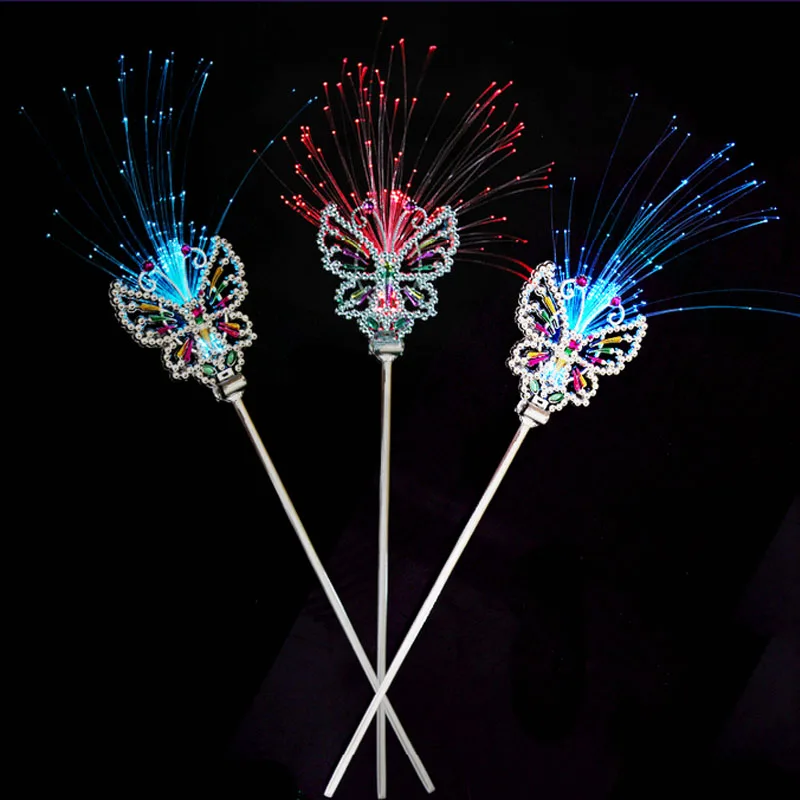1ks kamienok Fiber Light Girls Dievčatá princezná LED Motýfly MAGIC WAND STANCE HODNOTENÁ PARTY Svadobný festival