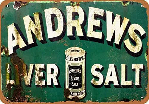 1ks, kovové znaky kovového plechu - Andrews Liver Salt - Vintage vzhľad reprodukcie es