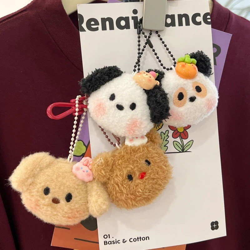 1ks kreslený plyšový plyšový pies psí psí prívesky hračky Doll Keychain Kawaii Anime prívesok prívesok Keyring roztomilé deti hračky Plushie Keychains Darčeky