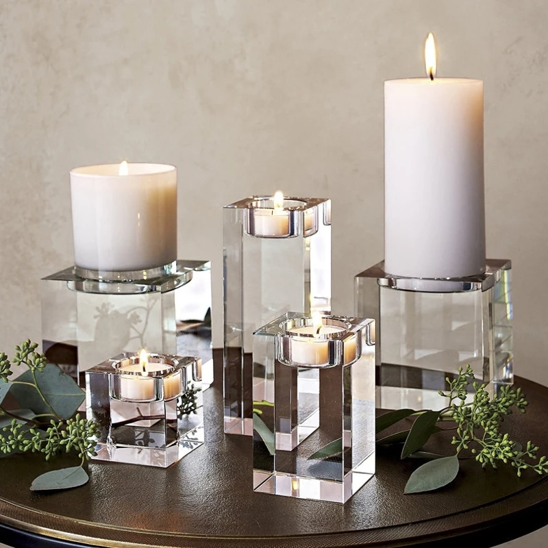 1ks krištáľové sklo Kreatívne romantické držiaky sviečok Tealight Candlestick Svadobné dekorácie Domáci Party Ozdoby stolný počítač