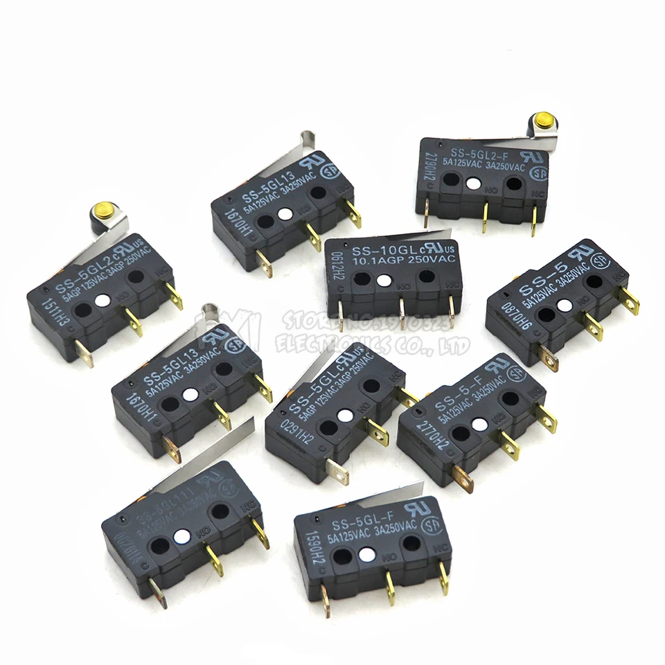 1ks Limitný mikro spínač Tri priame nohy Mouse Side Key Key Musty Micro Limit Switch SS-5 SS-5GL SS-5GL2 SS-5GL13