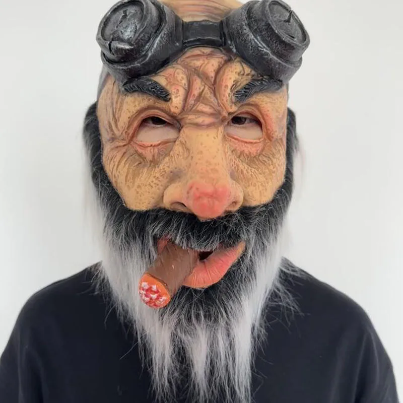 1ks/lot halloween dekorácie rekvizity latexová maska ​​Old Guys Fajčenie s bradou pre večierok Dospelí sa obliekajú