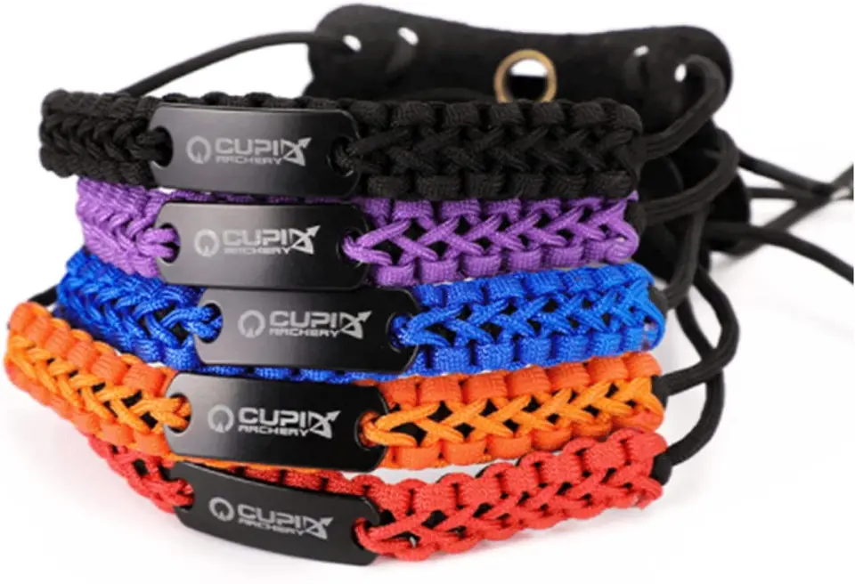 1ks lukostreľba zápästie zápästia - popruh zloženého prúžku na zápästie 550 Paracord Strap Nastaviteľné spletené praky zápästia Archery Protector Bow
