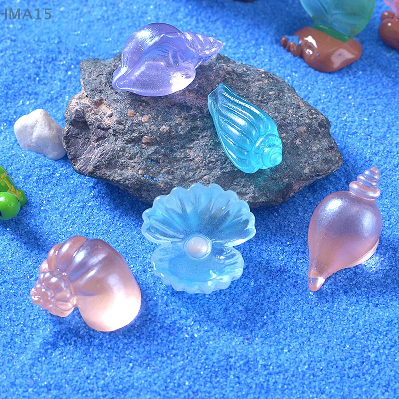 1ks Luminous Cute Cute Pearl Shell Messlefish Luminous Ozdobné mikro krajinné ozdoby Noctilucent stolov