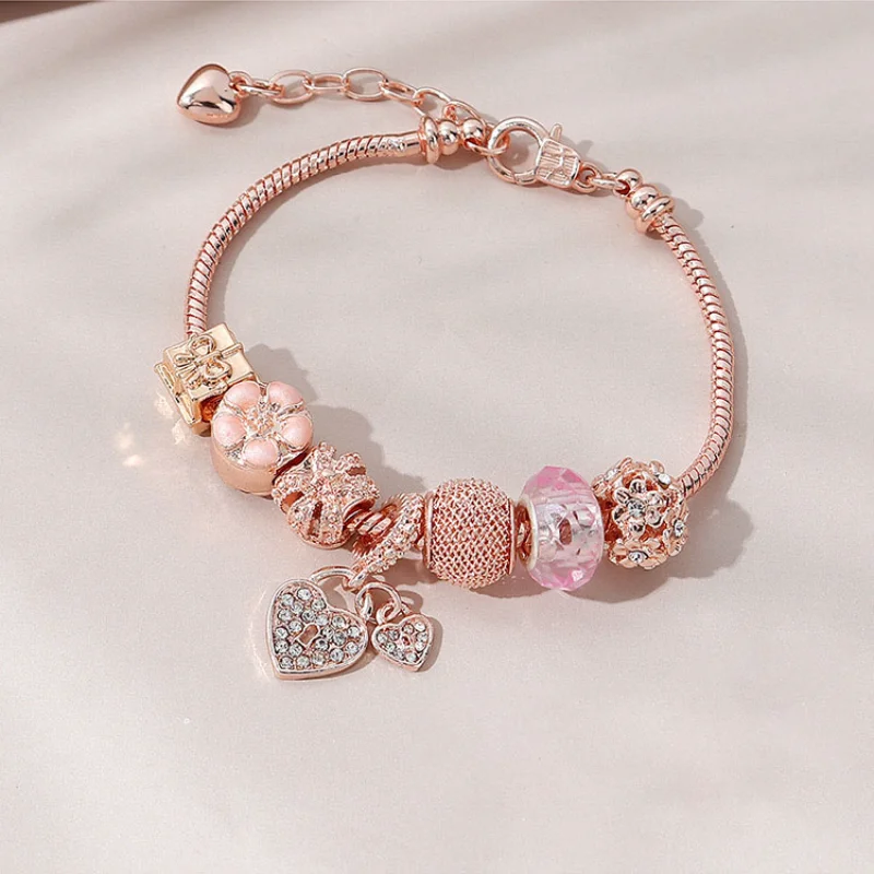 1ks Minimalistické a atmosférické kvapkanie rose Rose Bead Bracelet Fashion olejomaľba Swan lampášové korálkové náramky
