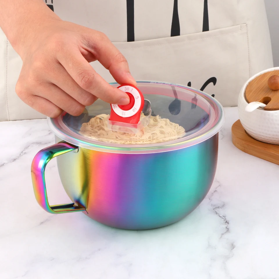 1ks Multifunkčná rezancová misa s rukoväťou a lyžičkou šalátovou zmrzlinou polievkou Instant Noodle Bowl Food Container Kitchen Table Stolov