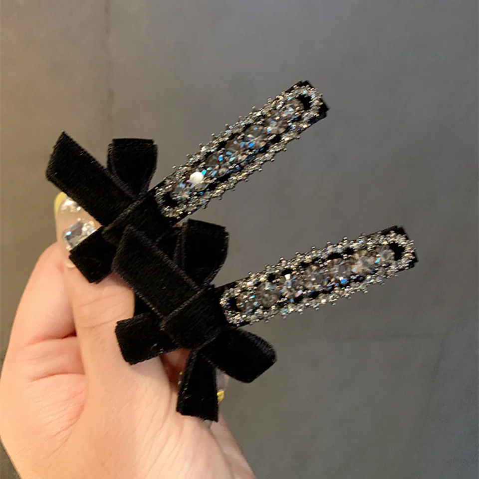 1ks módne bowknot zamatské luky voči na vlasy Styling Nástroje Šedá kamienok Vlasy Klipy Barrettes hlava klip vlasov klip Ženy