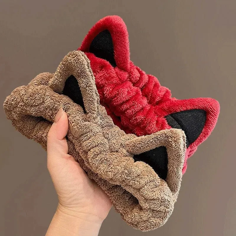 1ks na umývanie tváre čelenka Hairband s mačkami Coral Fleece Cartoon Roztomilé kreatívne vlasové doplnky