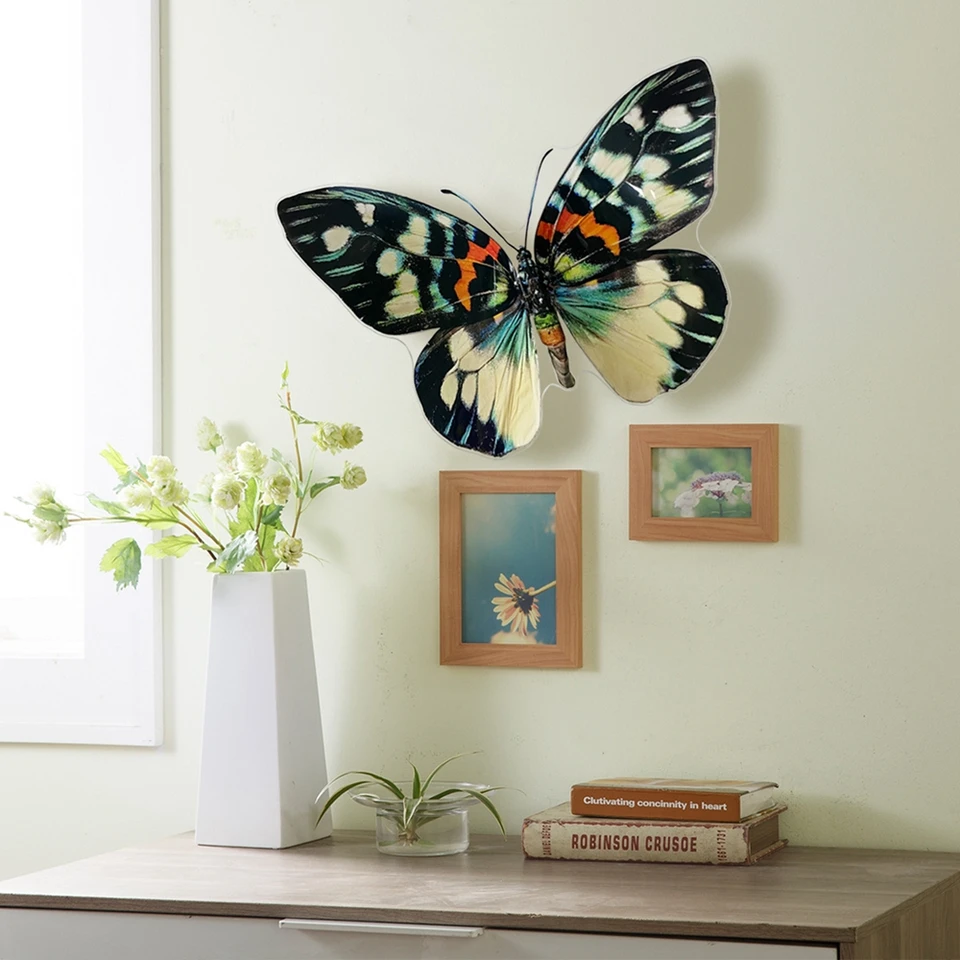 1KS Nové kované železo Butterfly Wall Decor Simulation Simulation Ornament Ornament Garden Art Art Kov zavesenie závesný závesný vietor zvonkohry