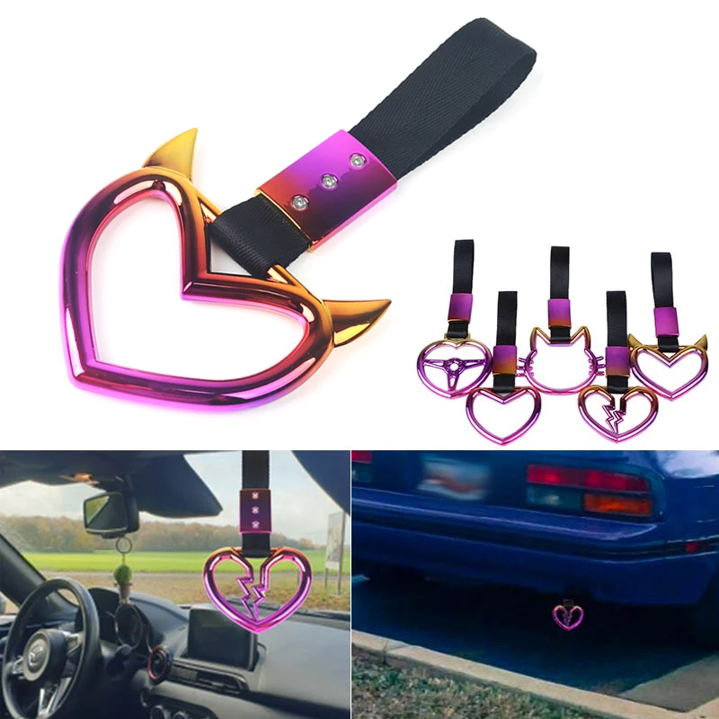 1ks nový jdm tsurikawa rukoväť prsteň srdca vlak z autobusu ručný remienok Styling drift kúzlo