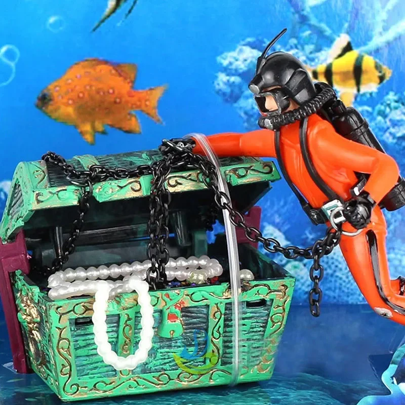 1ks Nový jedinečný dizajn Treasure Hunter Diver Action Figure Film Tank Ornament Landscape Aquarium Detské príslušenstvo