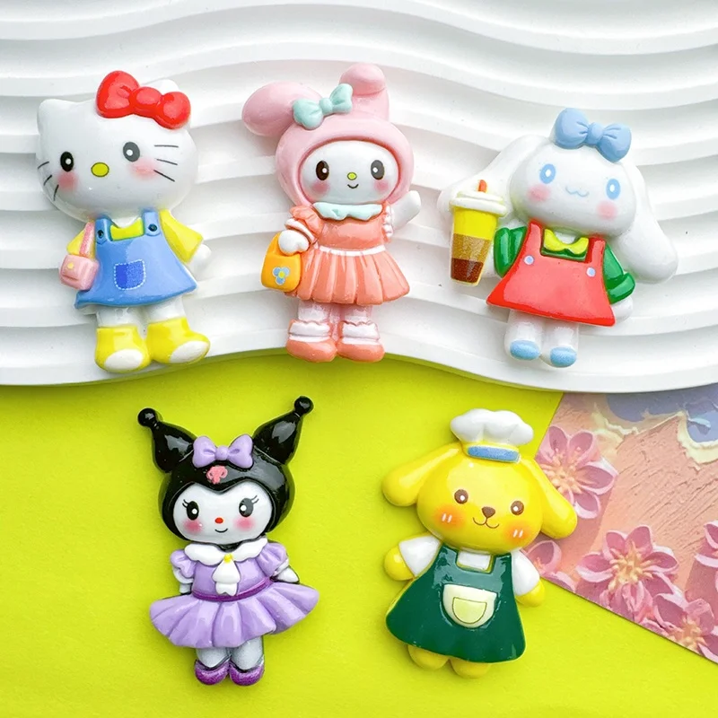 1ks nový kawaii karikatúra Sanrio Hellokitty MymeLody Kuromi Resin Flat Back Scrapbook Figurín DIY DECON DECOND DODATOK REMPORY