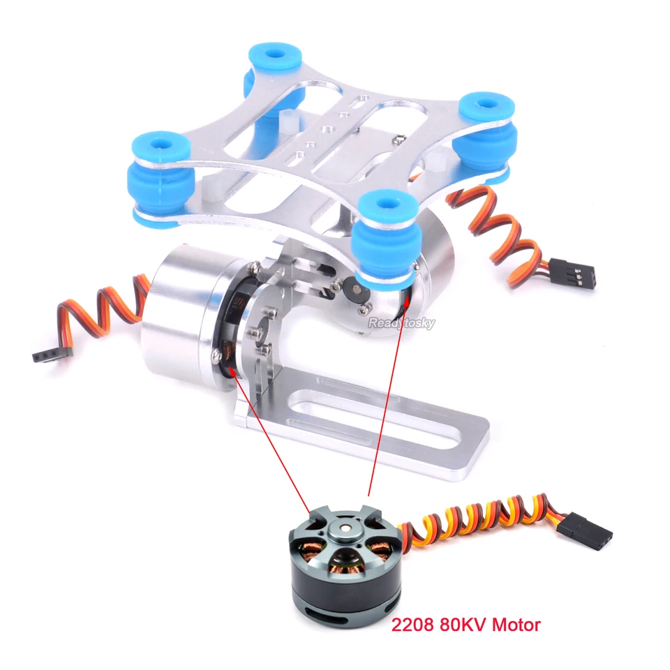 1ks -nárazový absorbujúci CNC kovový kefový bezohľadný rámec a 2pcs 2208 80 kV motor pre GoPro 2 3 Xiaomi Xiaoyi Camera