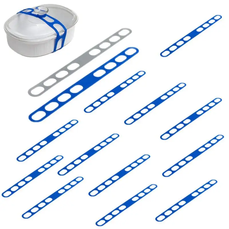 1ks opakovane použiteľný silikónový elastický pás Univerzálny držiak na veko popruhu s obedovými krabičkami elastický pásik