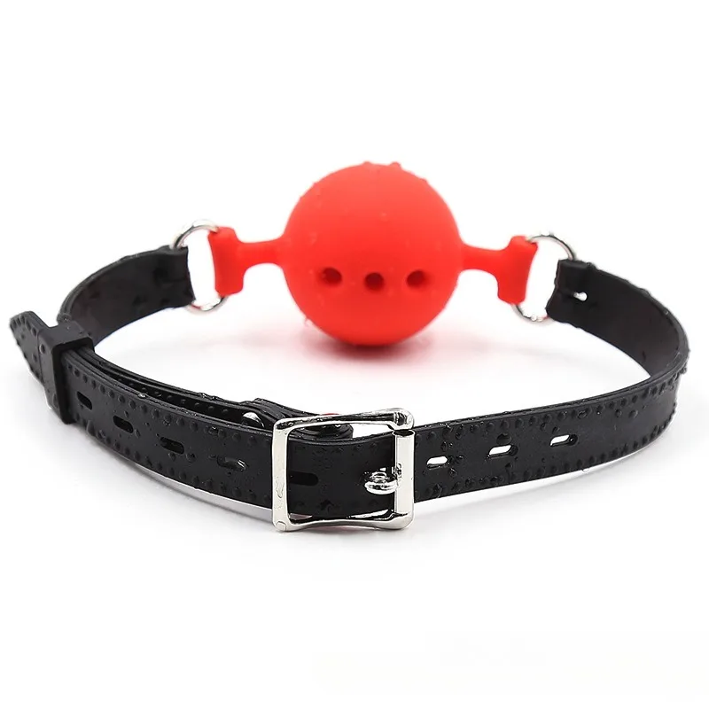 1ks Perforované mäkké gumové ústa s nastaviteľnou loptičkou pre dospelých flirtovanie fetiš roleplay hier rekvizity rekvizity páry bdsm bondage sexuálne hračky