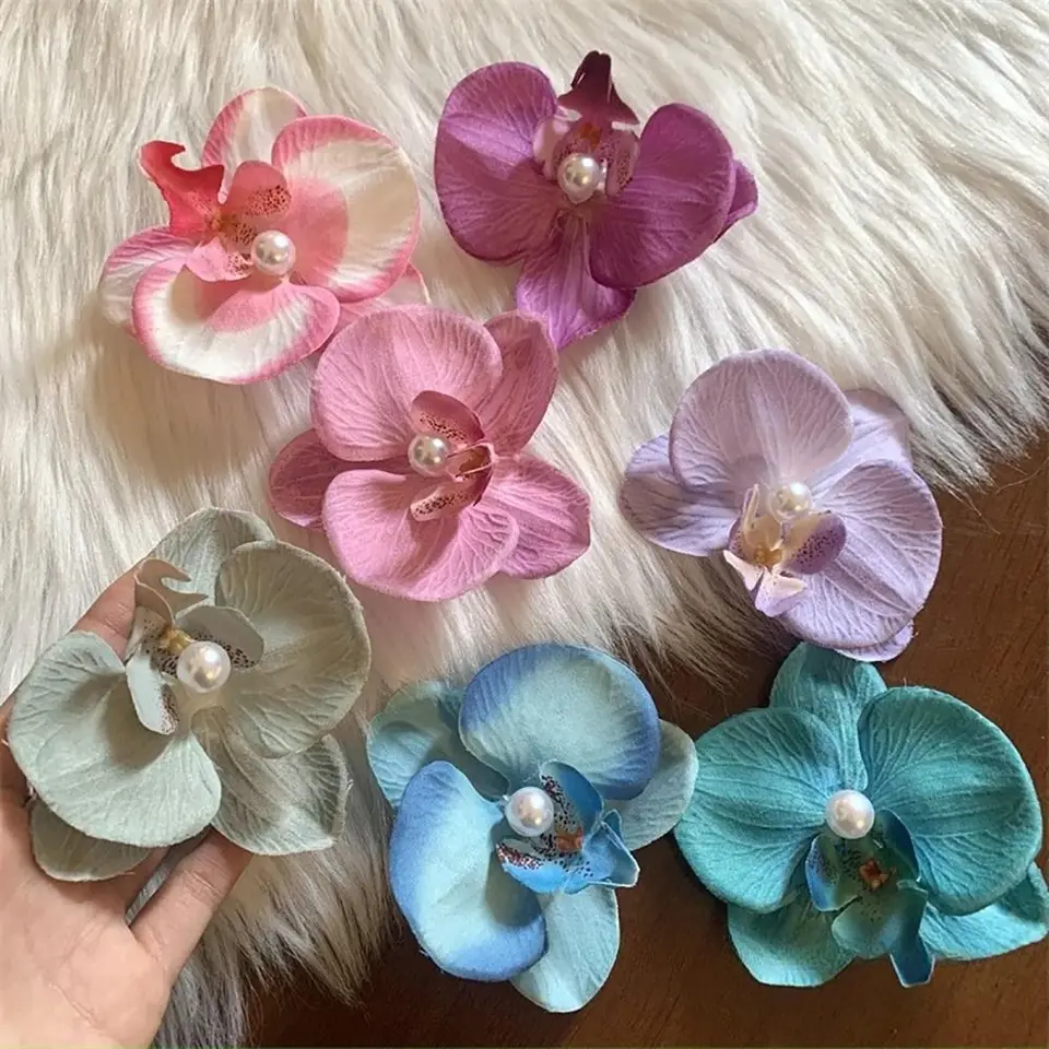 1ks phalaenopsis perlová klip orchidea motýľový klip s klipou klip na vlasy