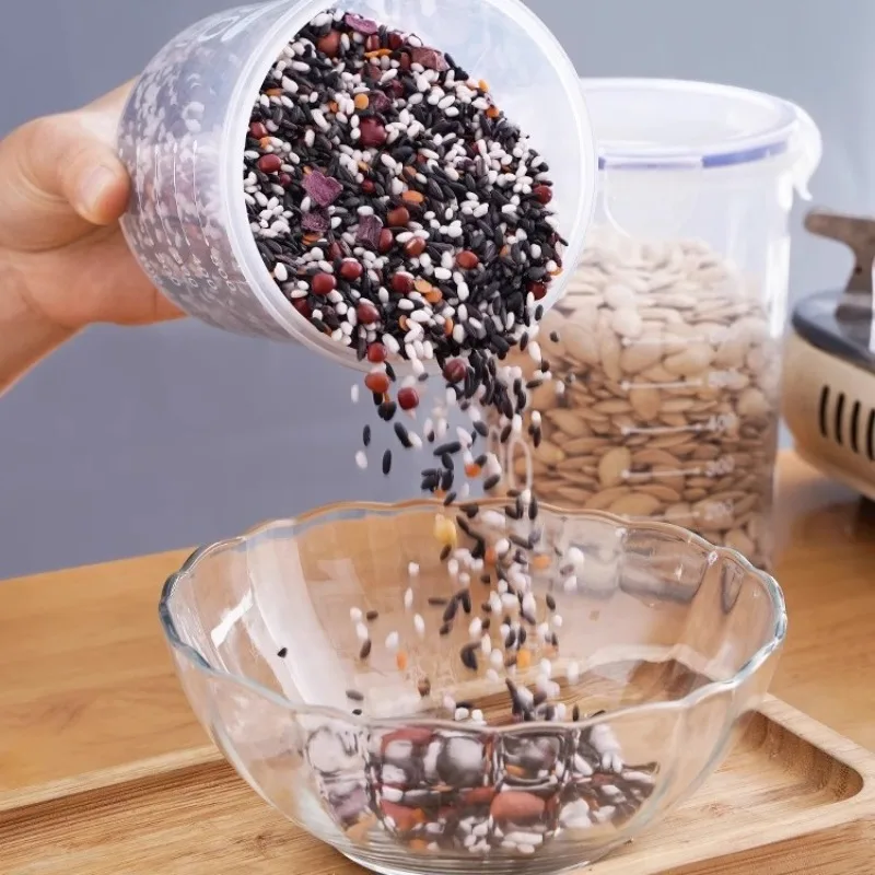 1ks plastové zásobné nádoby na skladovanie potravín Priehľadné ryžové výdajné zásobník Cereálie Cirealy Poháre pre hromadné kuchynské organizátor