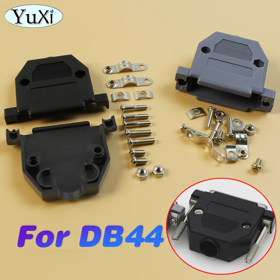 1ks plastový kryt krytu kapucne pre D-sub 25 PIN 2 riadky DB25 DB44 PIN Serial Connector Čierna šedá