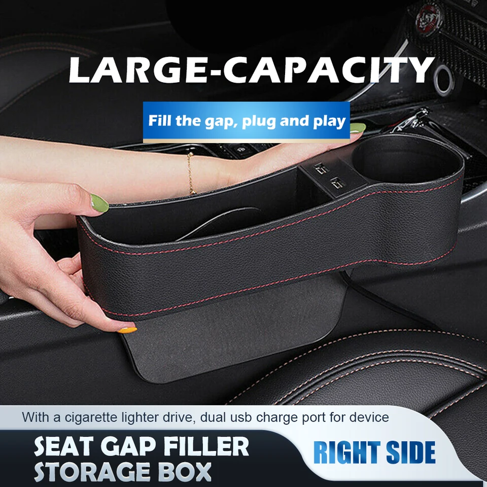 1ks pravá strana vozidla Automobilové príslušenstvo sedadlo Strlit Pocket Storage Box Box Port s cigaretovým zapaľovačom 2USB Automatické príslušenstvo