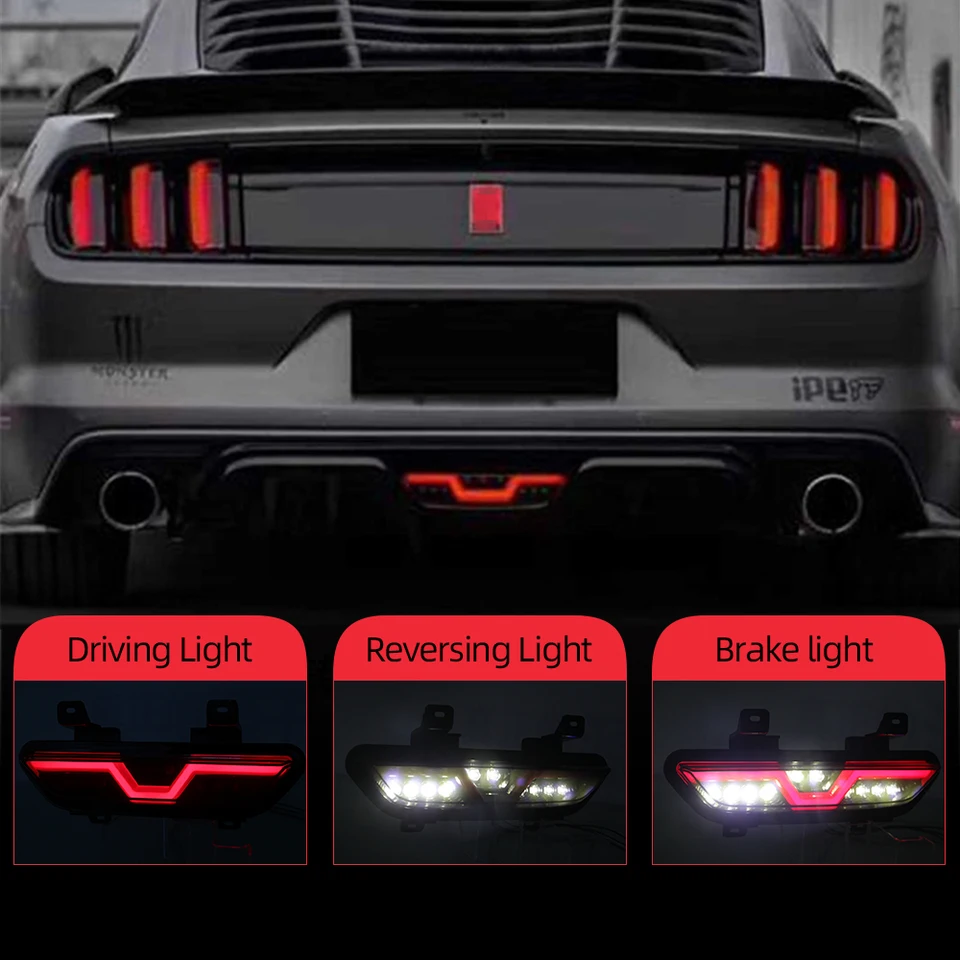 1ks pre Ford Mustang 2015 2016 2017 2017 2018 2019 2020 LED reflektor CAR LED reflektor Zadná hmlová žiarovka Zadné svetlo svetla Zadný nárazník