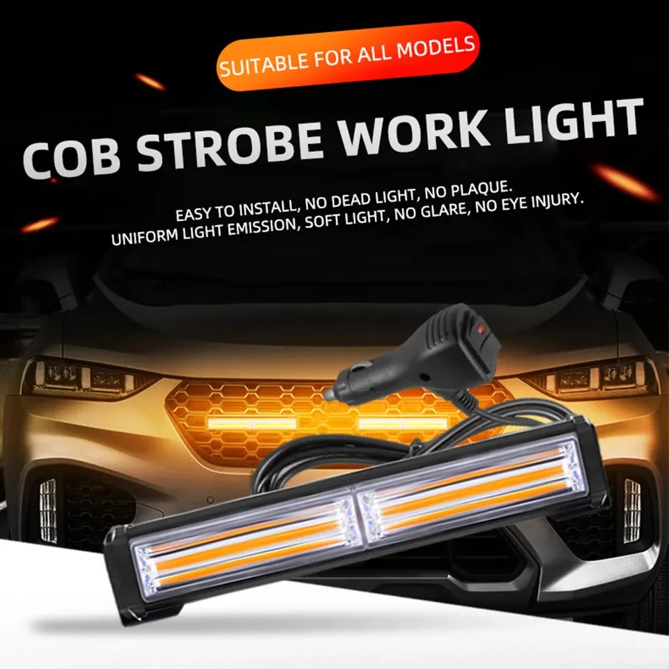 1ks predné čelné sklo Car Strobe Lamp Bar Traffic Signal Signál Núdzová blikajúca lampa Varovanie LED LED LED LED DUÁLNO