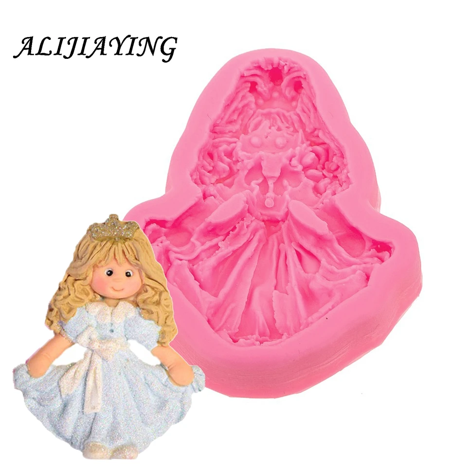 1ks princezná girl cake silikónové formy dieťa biythday Party fondant tortu zdobenie náradie Candy Chocolate Gumpaste Folds D0563