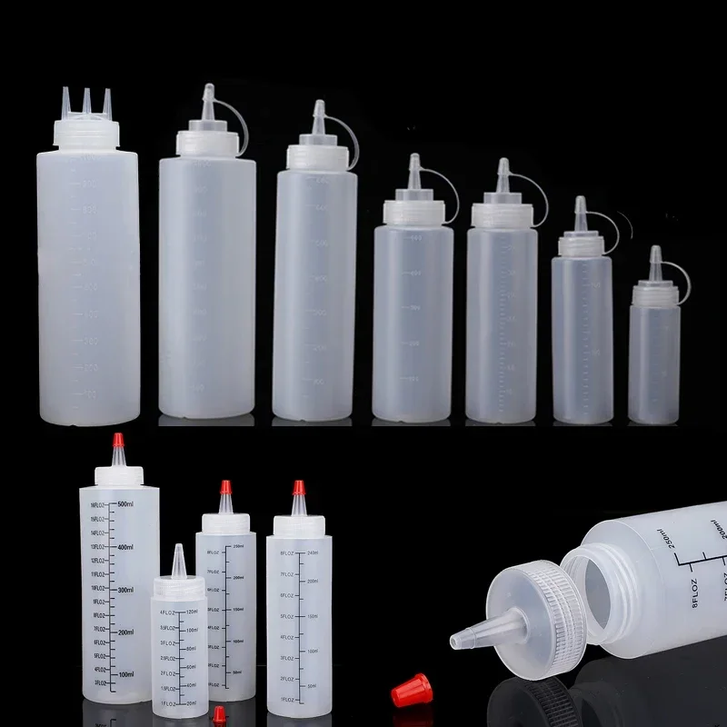 1ks prázdny PL plastový 120 ml-1000 ml stláčacie fľaše viacúčelové korenisté fľaše Fľašky pre omáčky kečup gril
