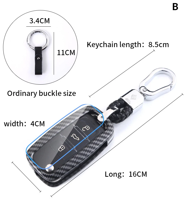 1ks prémiový kryt uhlíkových vlákien Koda s úplnou ochranou, film proti škrabaniu HD a Keychain-viac farieb