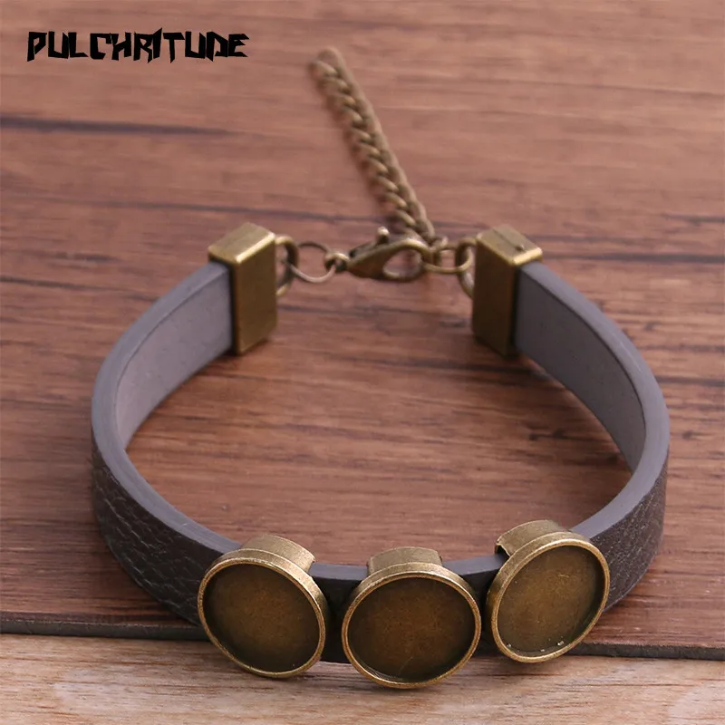 1ks PU náramky náramky náramky Base Nastavenie manžety Blanky Brazel Fit 12 mm*3 sklenené portréty kupoly Cabochon DIY šperky nálezy P6731