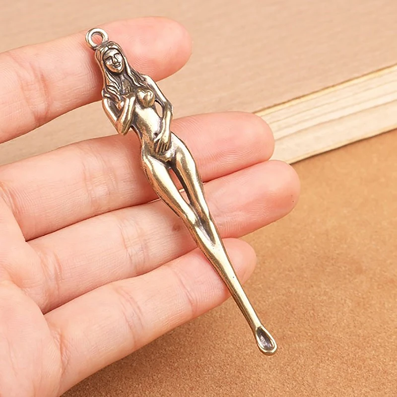 1ks retro mosadzné lyžice uší prenosné čistenie uší Dragon Earpick Ear Vosk Remover Curette Cleaner Pick Ear Pickens Prependants