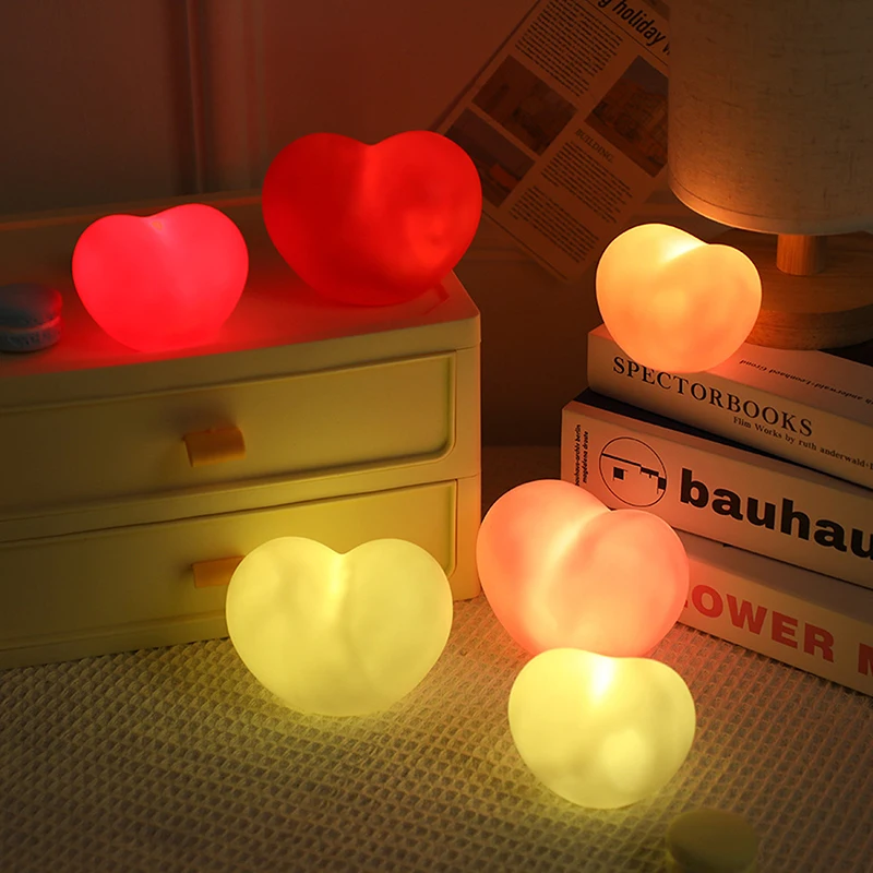 1ks roztomilé srdce nočné svetlo Vinyl Led Sleep Sleep Lamp Bedside Touch Nočné svetlo pre detskú izbu Šťastné narodeniny darček