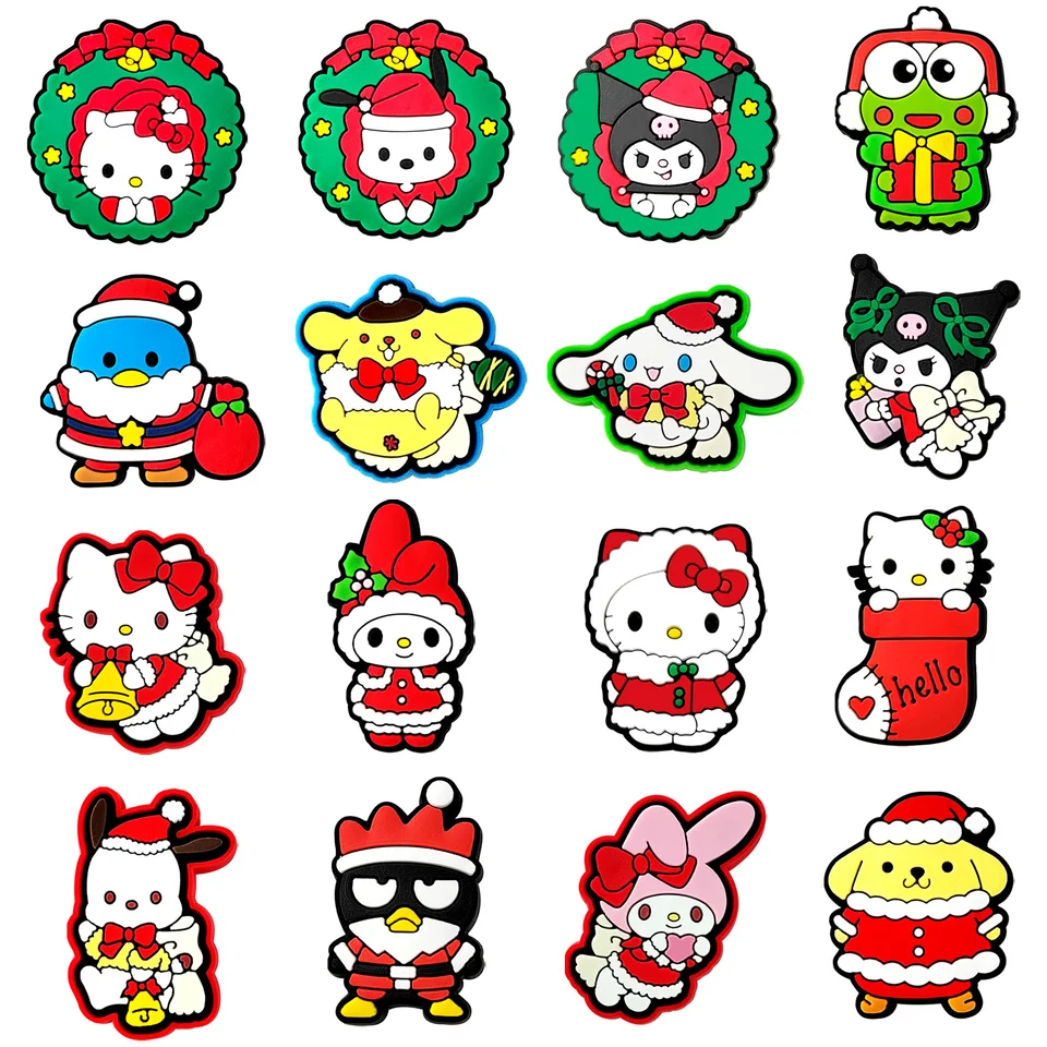 1ks roztomilé vianočné série Sanrio Series Shoe Charms Designer pre topánky Doplnky pre klasické drevá