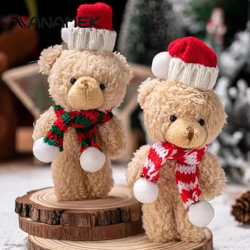 1ks roztomilý medveď plyšový bábika vianočný stromček Domáce dekorácie DIY kytice Materiály ORNATION ZVEREJNÉ ŠATY Bear Soft Soft Fľdate hračky
