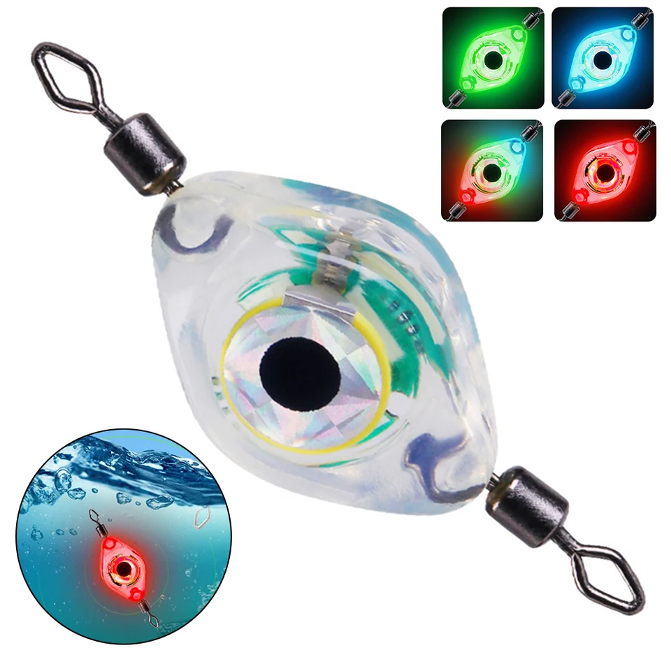 1ks rybárska nalákala svetlo Svetlo dvojité otáčajúce sa prsteň Rybolové svetlá LED pod vodou blesková návnada LAMP na prilákanie rýb