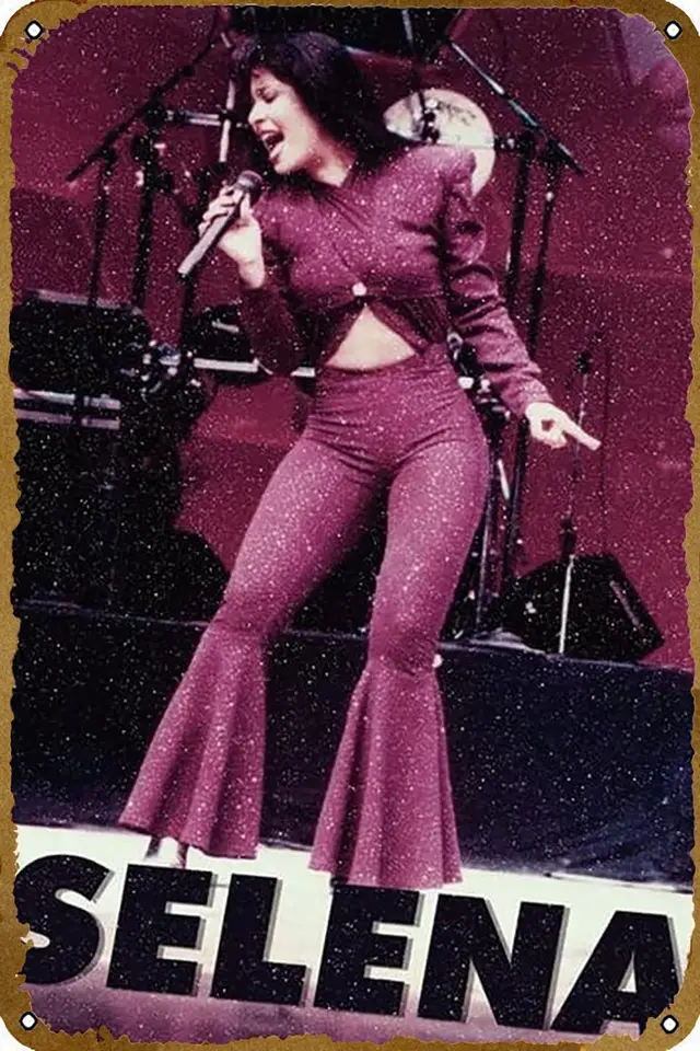 1ks, Selena Quintanilla Plagát Pink Stage Music Plagát Retro cínový znak nástenná dekorácia kovová značka Ozdob
