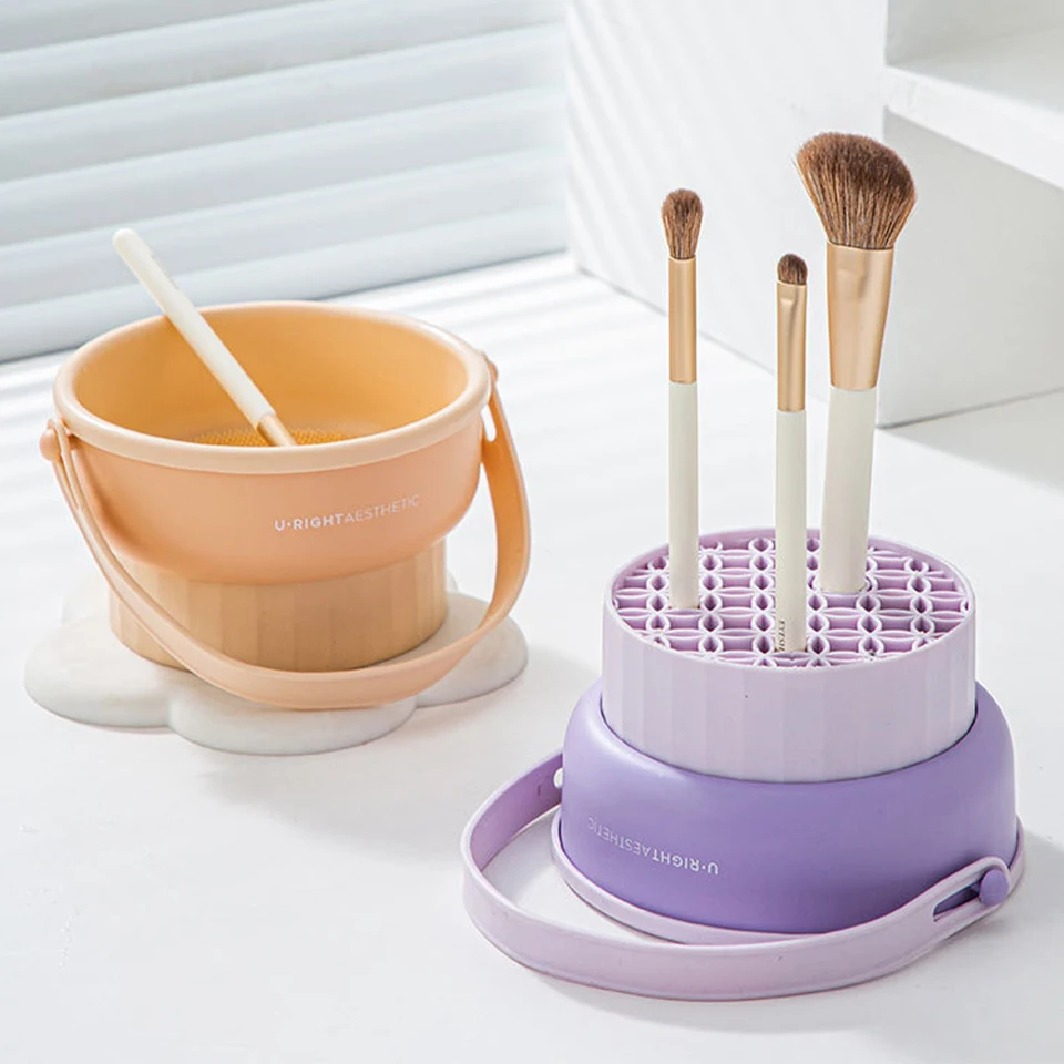 1KS Silikónové umývanie misky make-up kefy Čistiace skrinky na make-up vajcia suchok Nástroj Sada práškových pufových práškových huľových skladovacích artefaktov