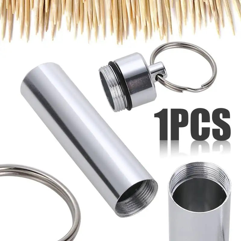 1ks strieborné hliníkové zliatiny cigarety Cigaret Box Witerproof Cigaret Caint Pill Tipeck Capsule Držiak s darčekom pre keychain pán