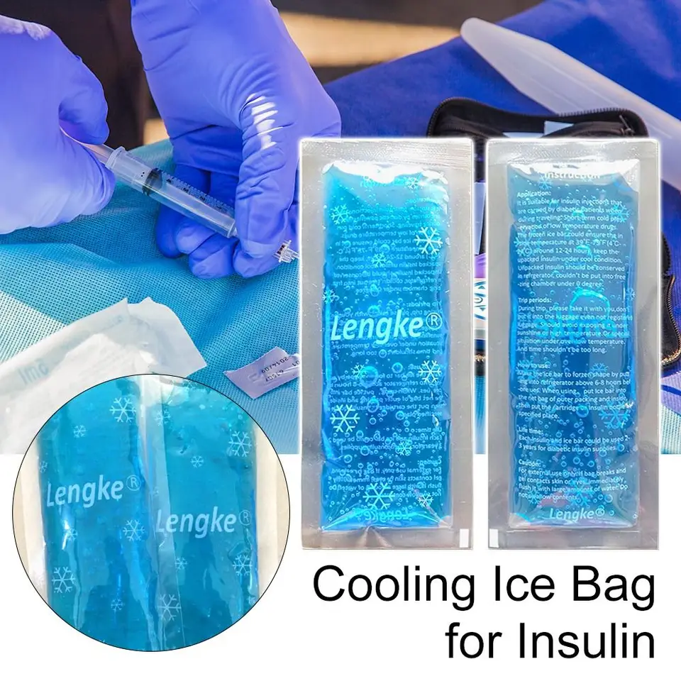 1ks trvanlivé chránič piluliek ochladenie inzulínu v taške Medicla Cool Cestovné puzdro Cold gél 50 g opakovane použiteľné ľadové balenie