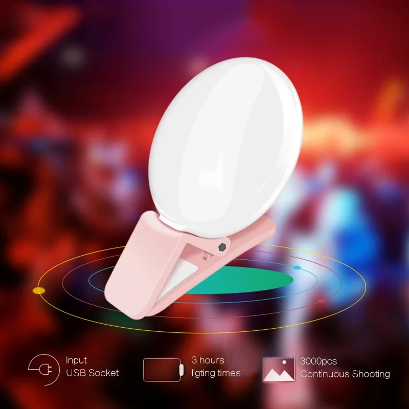 1ks Univerzálny telefón selfie lED ring Flash svetlo prenosný telefón selfie lampa Luminous Clip Lamp Fotografia Photography Video