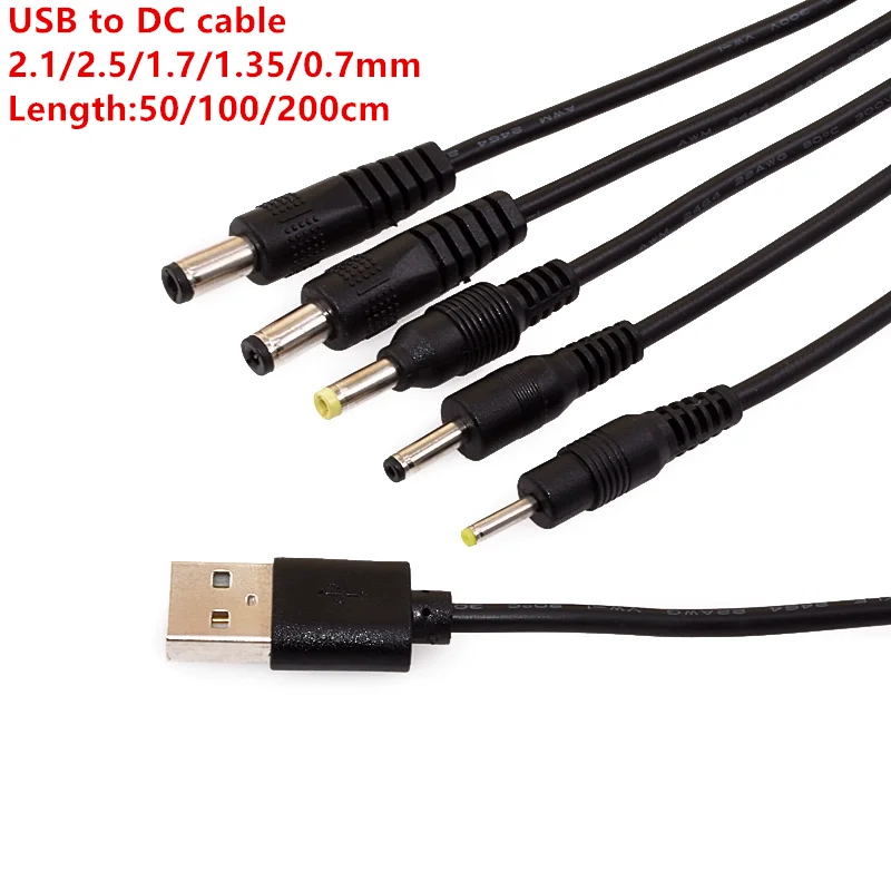 1ks USB Muž do 5,5 mm x 2,1 mm 5,5*2,5 DC Barrel Jack Nabíjací kábel AC Prenos konektora nabíjačky nabíjačky