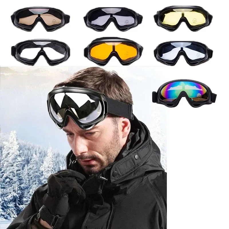 1ks veterné lyžiarske okuliare zimná vonkajšia prach nepriestrelná anti-húb Men Ženy Snowmobile cyklistické slnečné okuliare UV400 Čierne zrkadlo