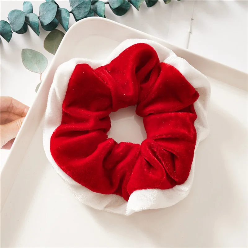 1ks vianočné scrunchie pre ženy dievčatá elastické gumové gumové módy vianočné ozdoby na vlasy Velvetový držiak