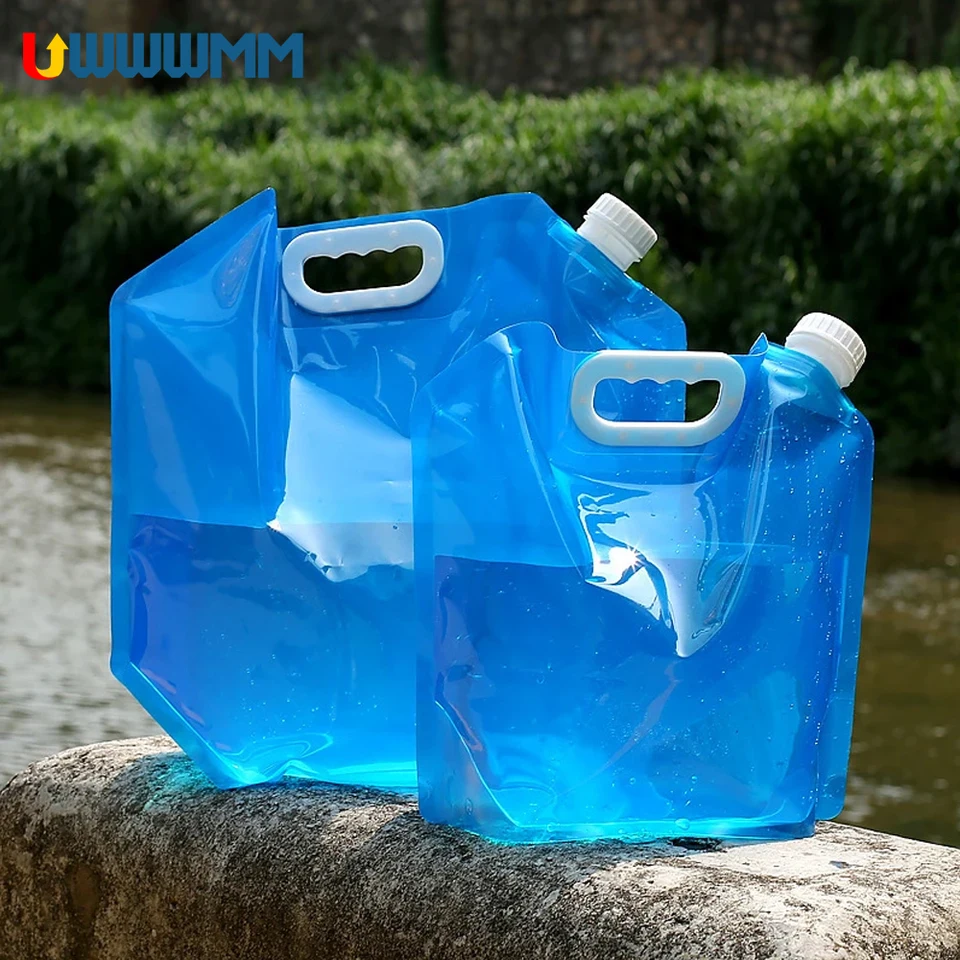 1ks vodné skladovacie nádoby 1.3 Gallon 2,6 Gallon Núdzové skladovacie vrecko Flexibilné kempingové skladacie prežitie vodnej džbánu prežitie