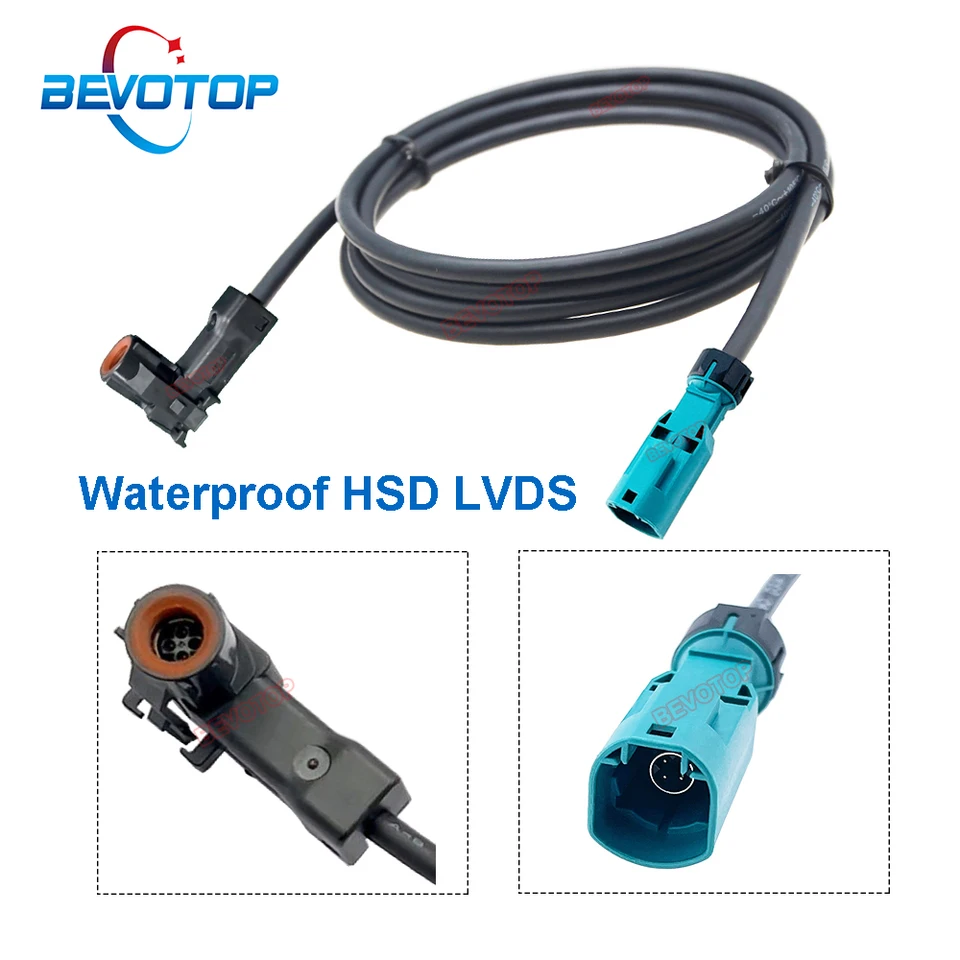 1ks vodotesné HSD LVDS Video Line Water Water Z Muž do čierneho samíc pravý uhol Jack 4-Core 535 HSD káblové drôty káblového zväzku