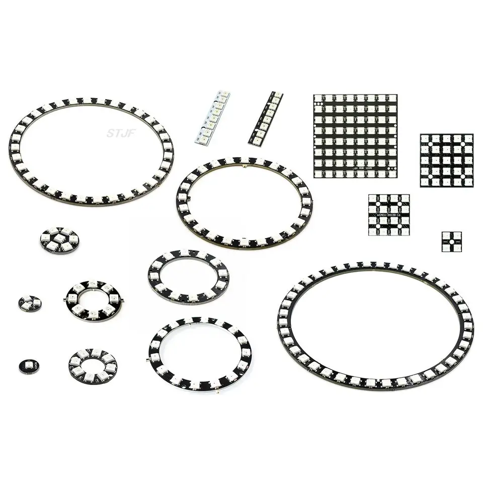 1ks WS2812 RGB LED Ring 1bit 8bit 12bit 16bit 24bit 5050 + integrované ovládače