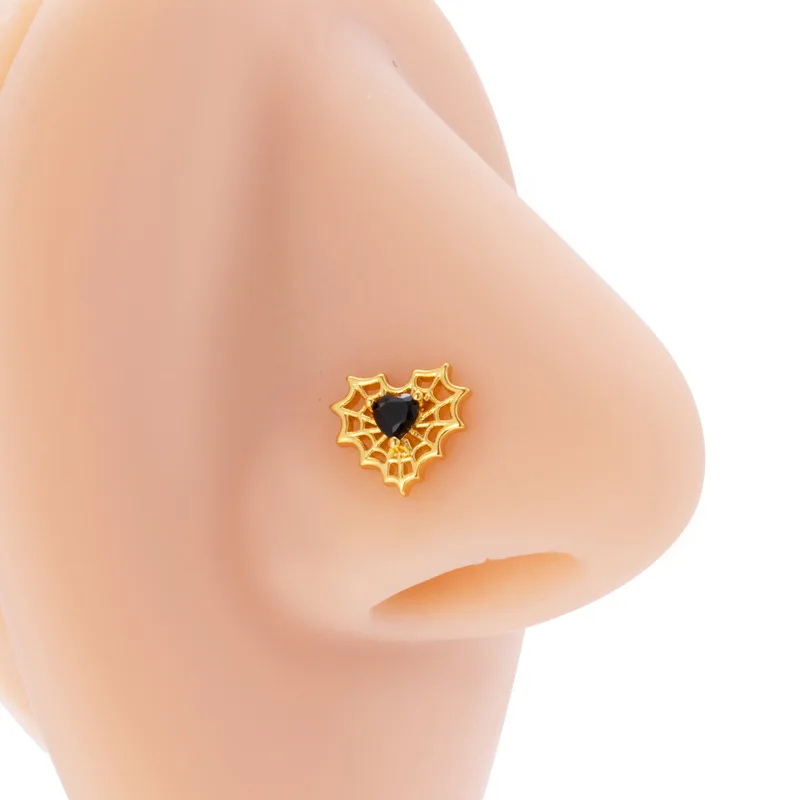 1ks z nehrdzavejúcej ocele L Rod retro srdce zirkón módne nosové nechtové telo piercing