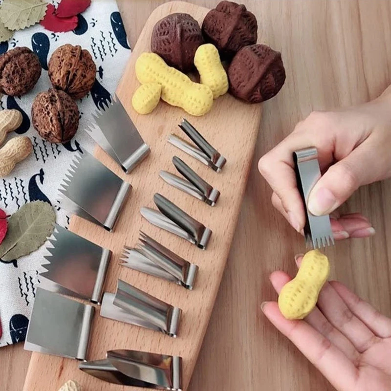 1ks z nehrdzavejúcej ocele Orešky Crisp Clip Arašid Crisp Cesta Cesta Patra Pattern Bun Fold Flow Flows Tongs Tool S7