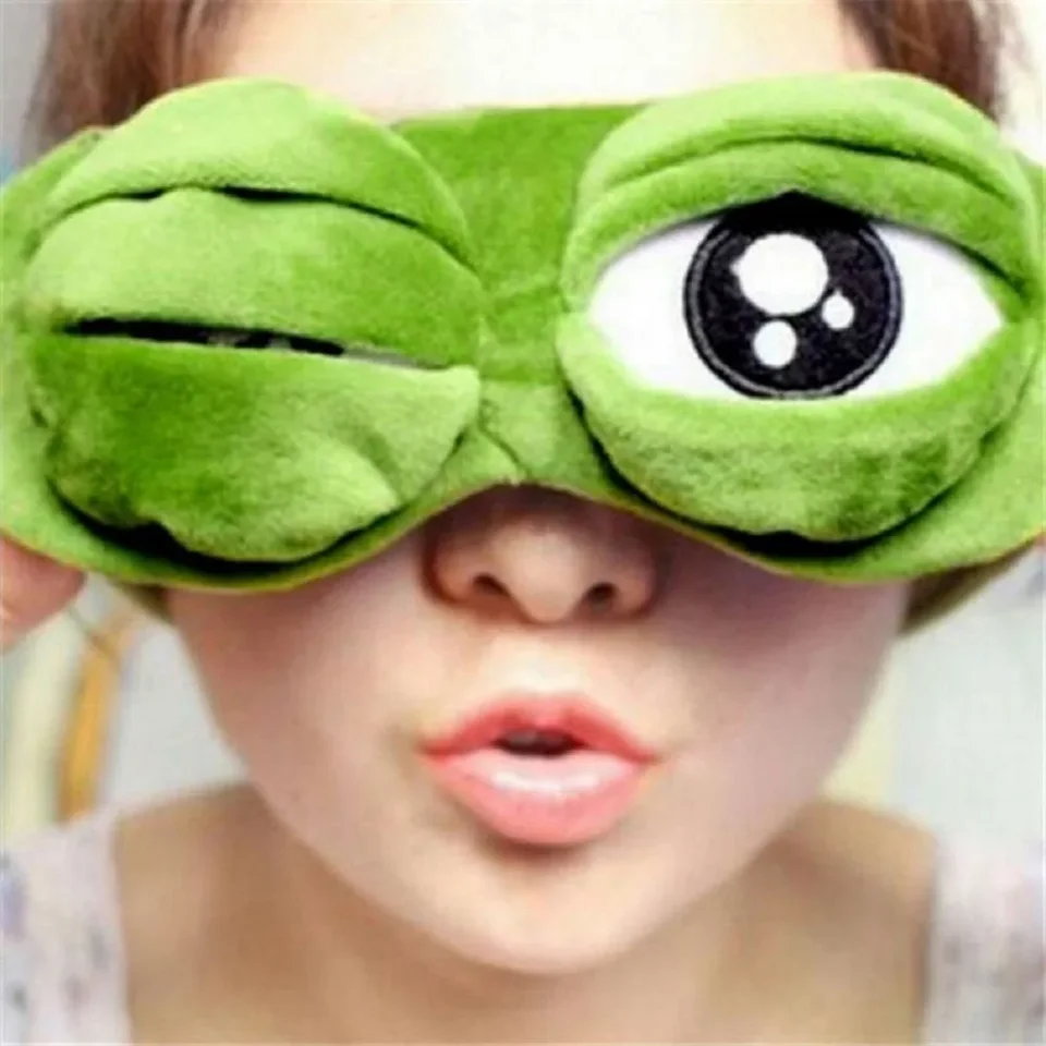 1ks zelená žaba karikatúry Roztomilé oči pokrývajú smutnú 3D očnú masku pokrýv