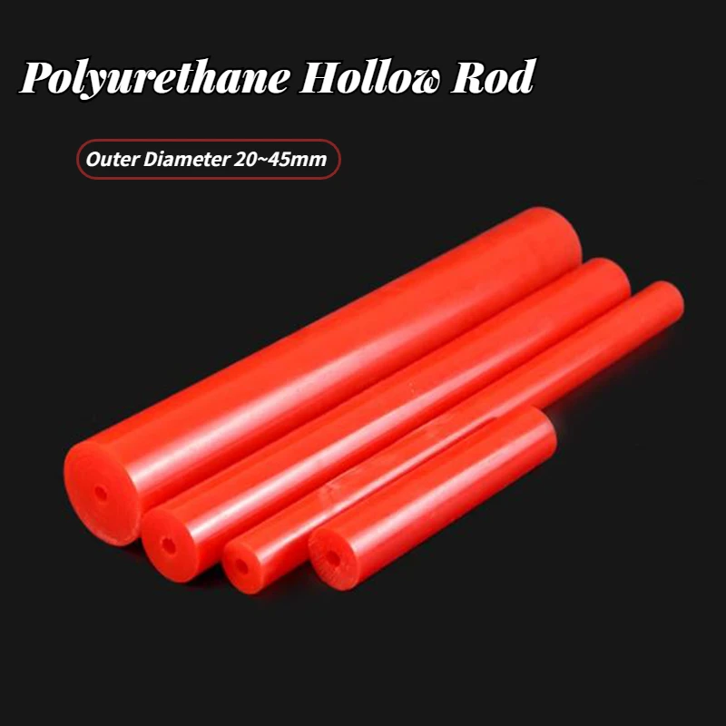 1ks červené polyuretánové duté prúty Polovnice PU plastový rúrkový tlmič šok s vonkajším priemerom 20 ~ 45 mm Vnútorná otvor 8 mm