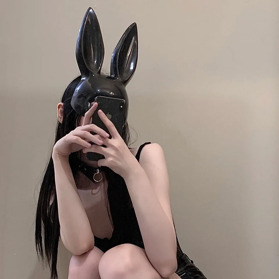 1ks čierny králičie maska ​​Halloween Party Dekorácie Dlhé uši králiky Bunny maska ​​kostým kostým cosplay
